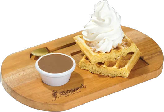 Waffle Ice Cream With Signature Bittersweet Sauce